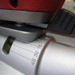 Tool Free bevel adjustment is a touch tricky to see