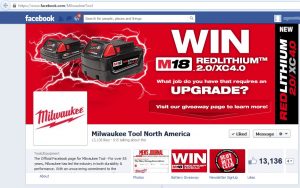 Milwaukee's Facebook Tool Giveaway Page