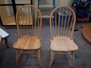 One chair sanded, one chair unsanded