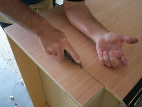Cut the Veneer with a Razor Knife First...