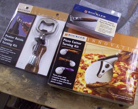 A selection of kits. Bottle opener, pizza cutter and razor handle