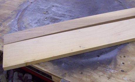 Hard maple and walnut is a class combo. The maple is about 5" thick and the walnut is 1 1/2"