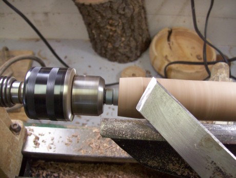 I turned this with skew chisel but a gouge or scraper would work just as well