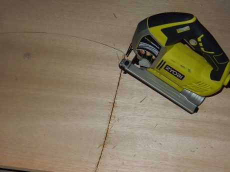 cutting out plywood seat