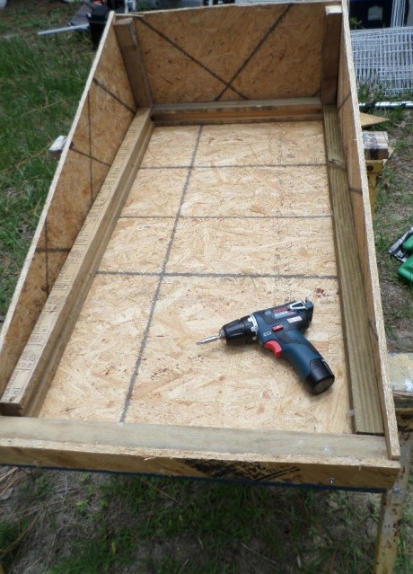 Cornhole platform with all the pieces attached. Just flip it over and make the hole!