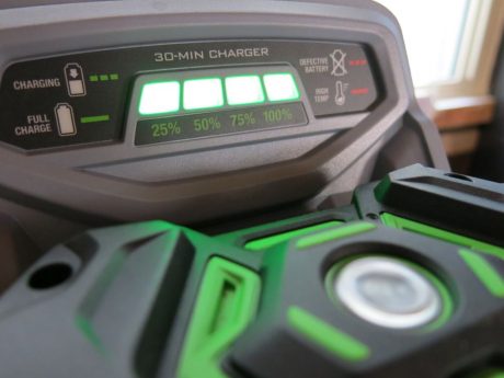 The Ego blazing fast 30 min charger also makes great Star Trek decor for your garage