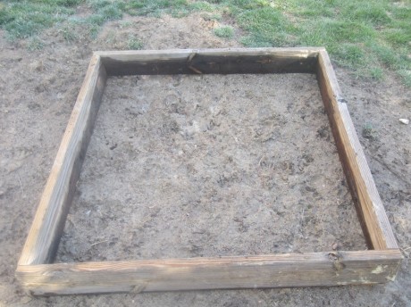 raised garden bed in progress