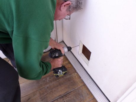 Drilling holes for the two screws