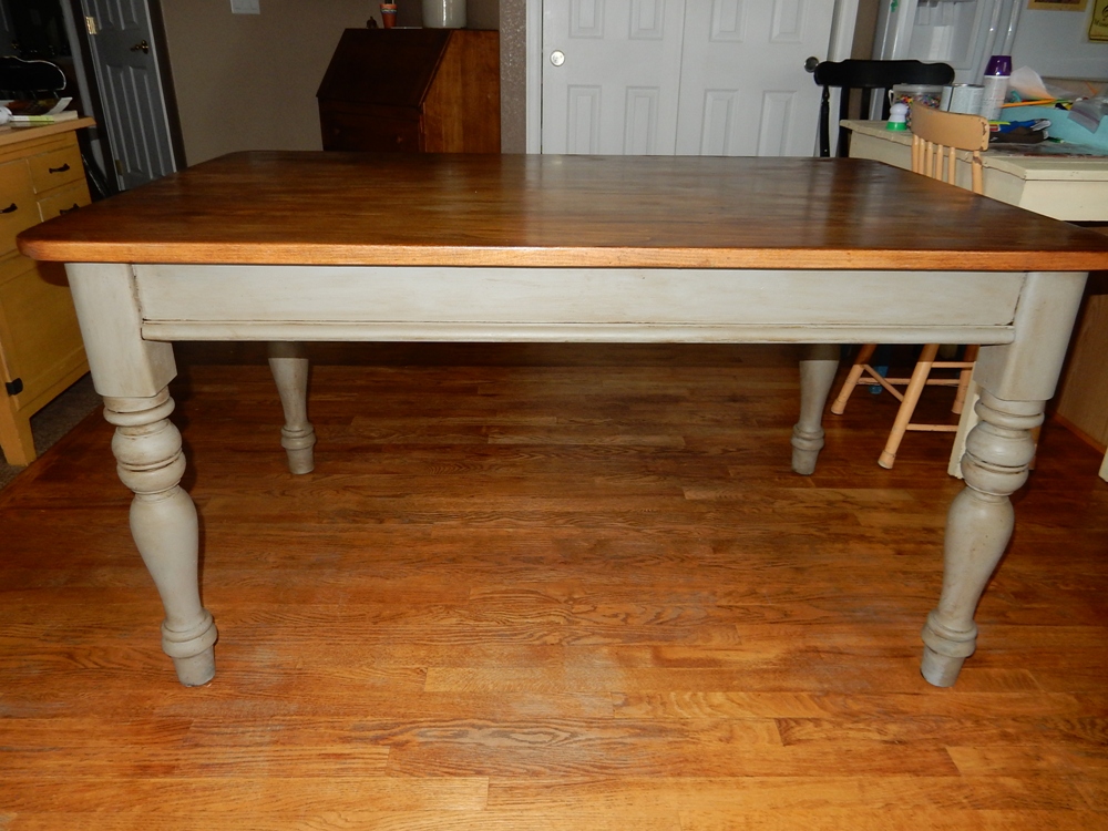 images of kitchen table painted with chalk paint