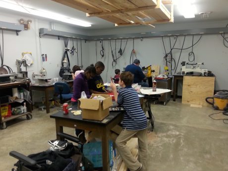 Younguns learn some woodworking.