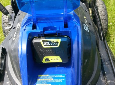 The 80 Volt "power brick" is easy to change.