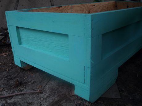 Another shot of the finished planter. It is not this blue in real life.