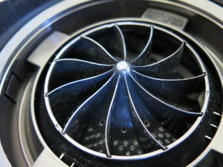 A close-up of the blades in the base, safely tucked away inside the unit once assembled