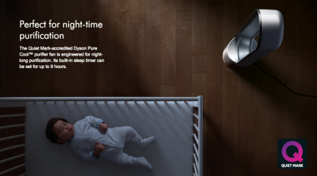 Dyson presumably touting quiet function and clean air - however we were too distracted by the amount of hair on that baby to notice