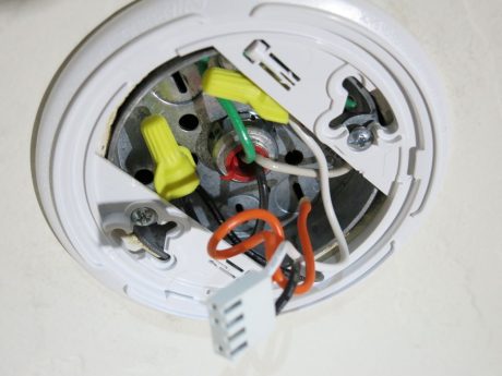 First Alert hardwired smoke detector ready for installation