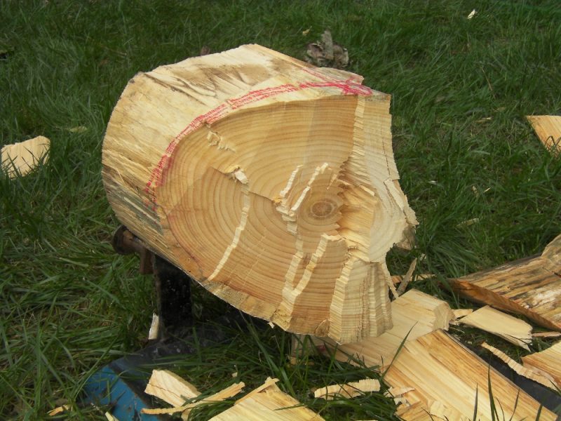 axe cut block of wood