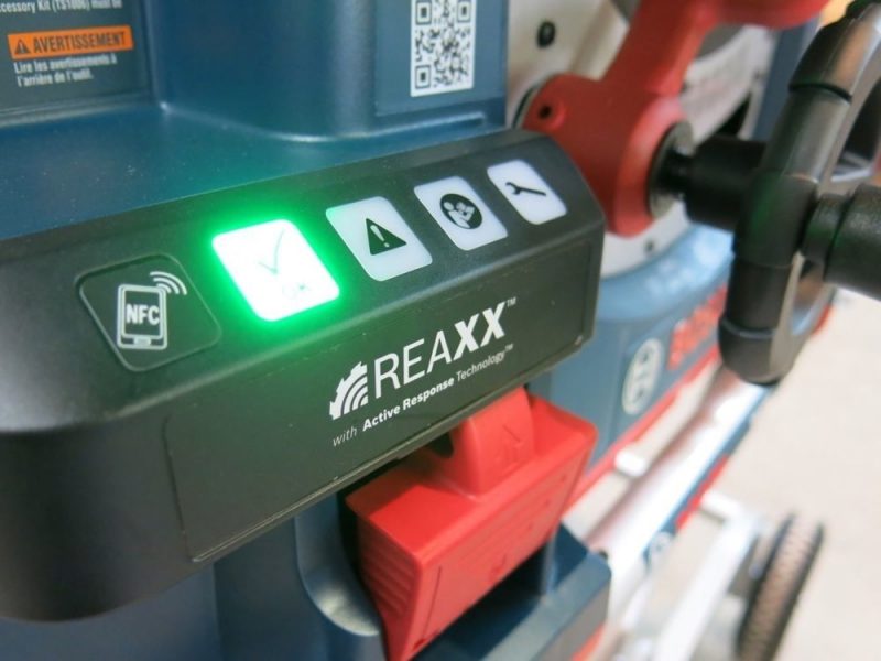 Green means the Active Response Safety Tech is ready to save a finger