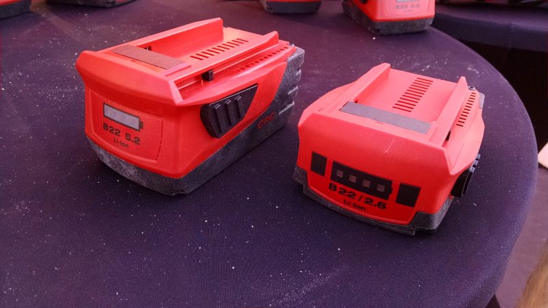 Hilti full size and compact 22-volt battery packs