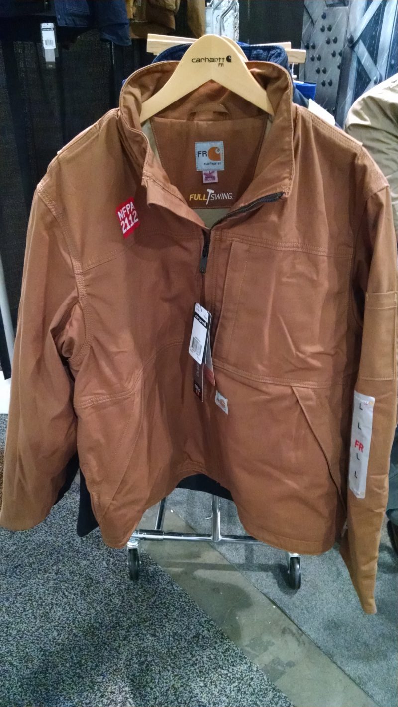 Carhartt duck jacket with "Full Swing" features for greater flexibility
