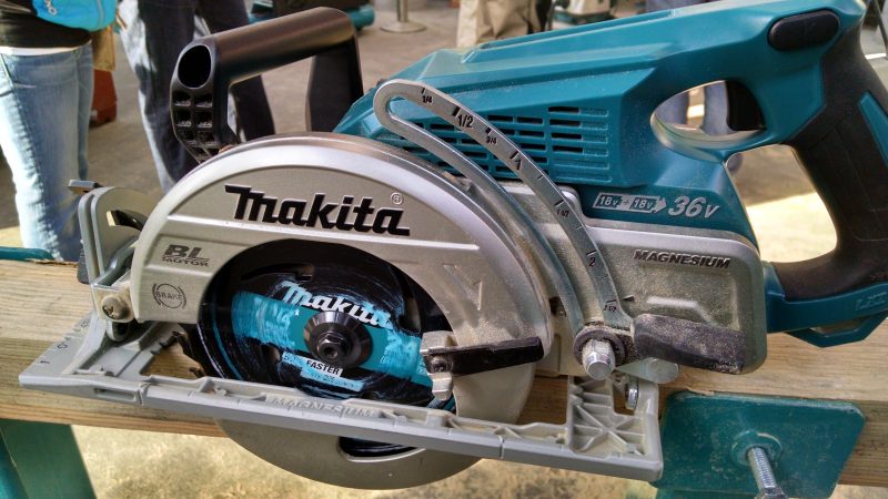 Makita inline circular saw, left view