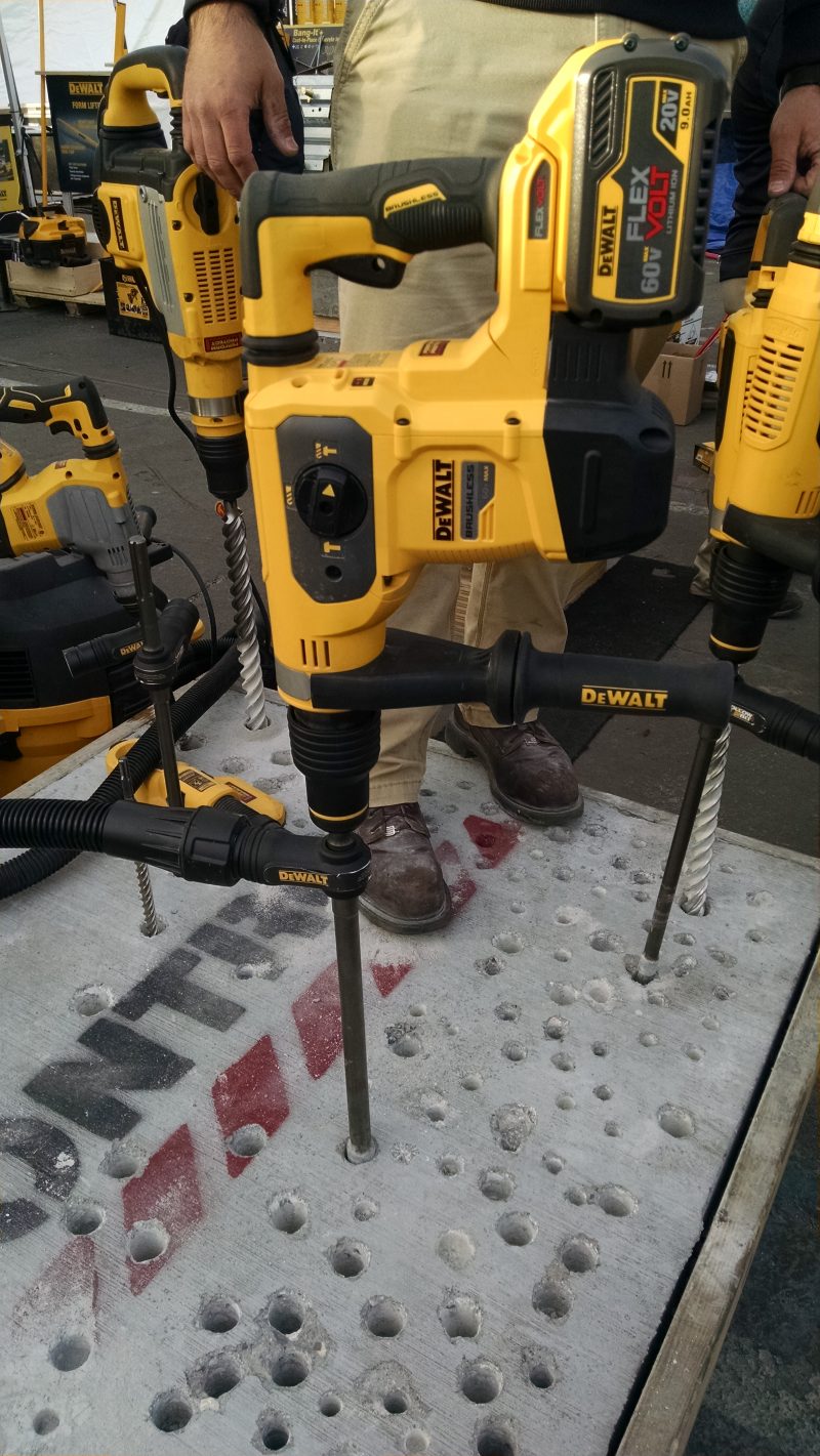 DeWalt cordless rotary hammer with hollow dust-collecting bit