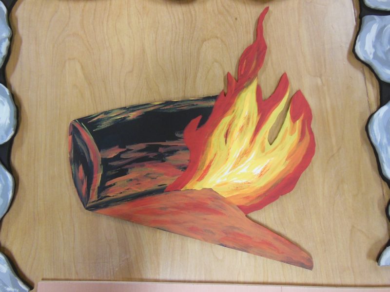 Log with flames