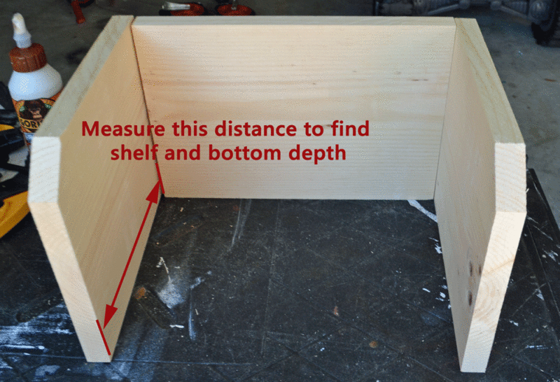 Measure depth of shelf and bottom