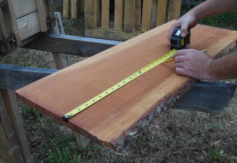 Marking cherry wood for cutting
