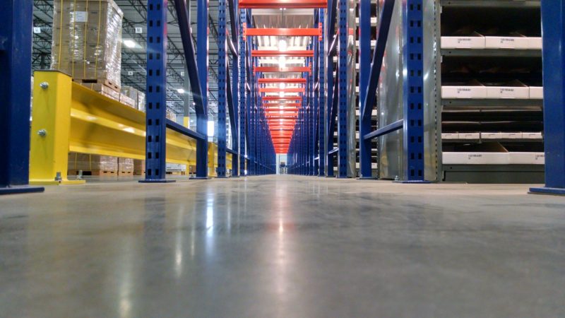 warehouse floor and shelving