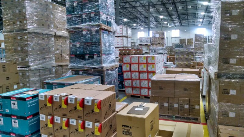 pallets of boxes of tools