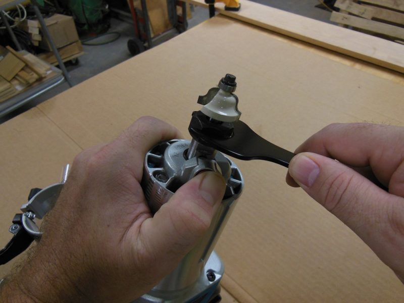 Cinching the collet.