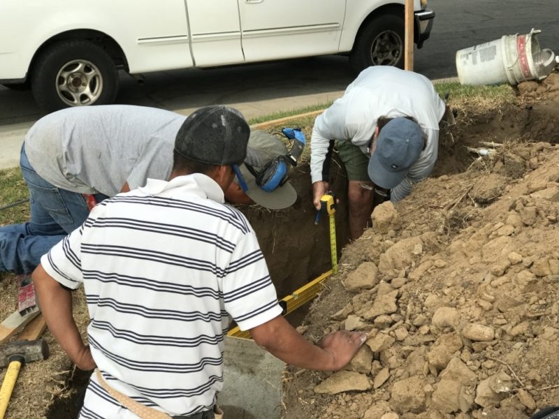 checking the footing for level