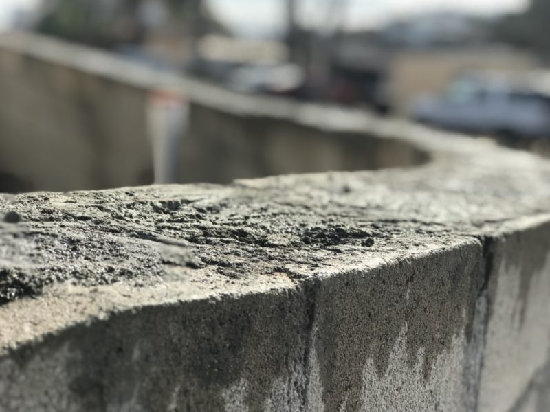 concrete block wall filled with grout