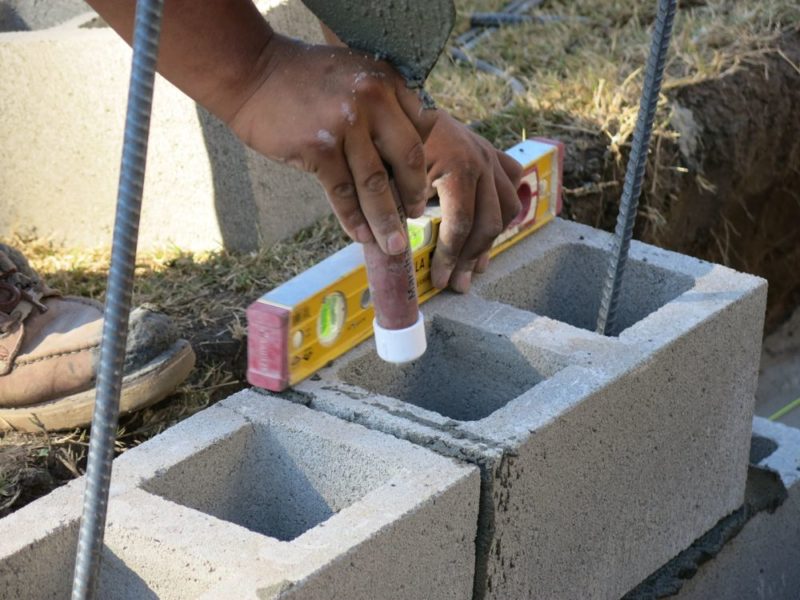leveling each concrete block