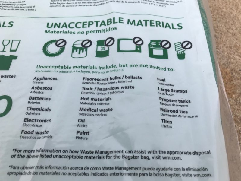 unacceptable debris