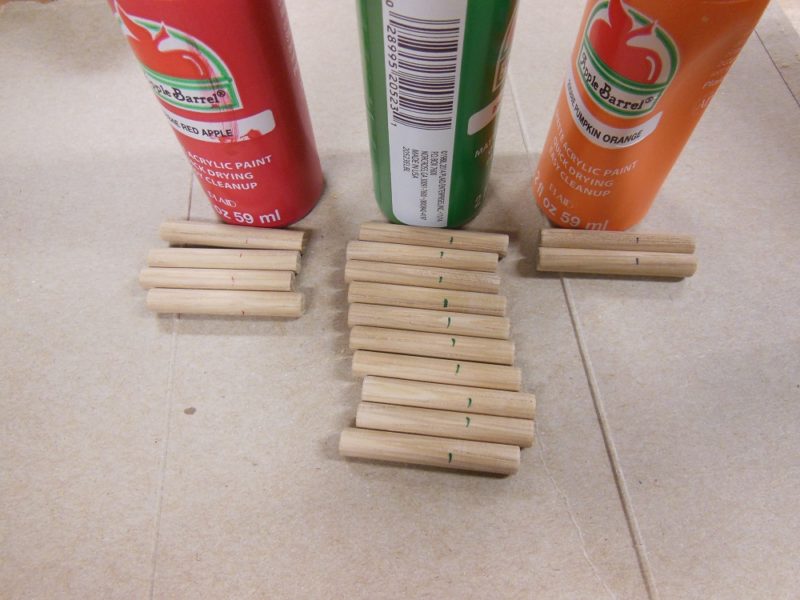 Pegs ready for paint