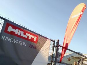 Hilti flags at entrance to event