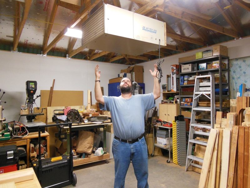 Hanging an air filtration unit