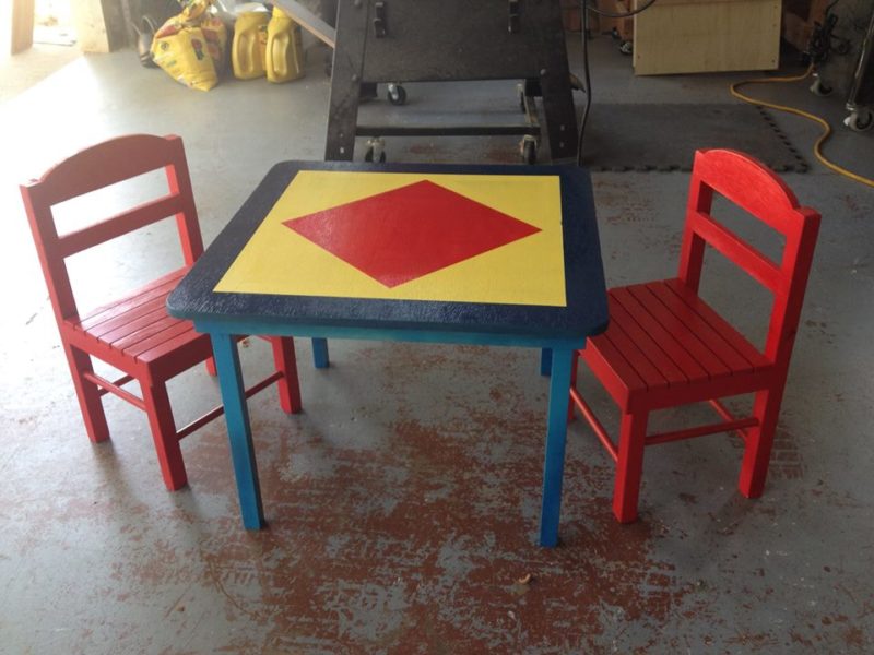 Painted table and chairs