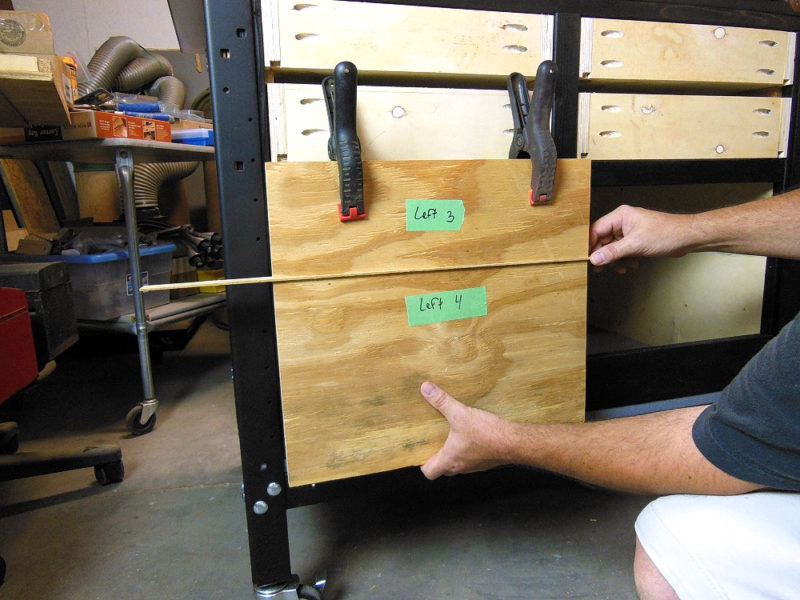 Sizing the drawer fronts.