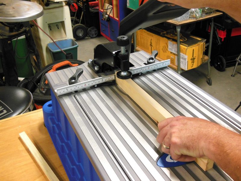 Drilling pocket holes.