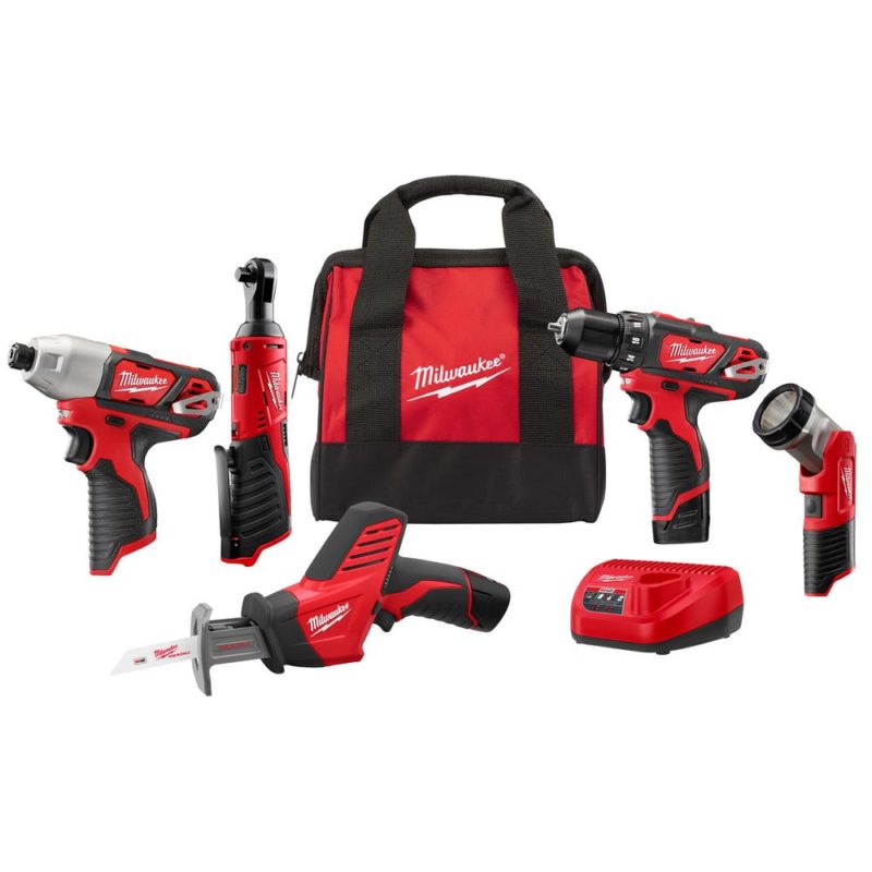 Milwaukee M12 12-Volt Lithium-Ion Cordless Combo Kit (5-Tool) with Two1.5Ah Batteries, Charger and Tool Bag