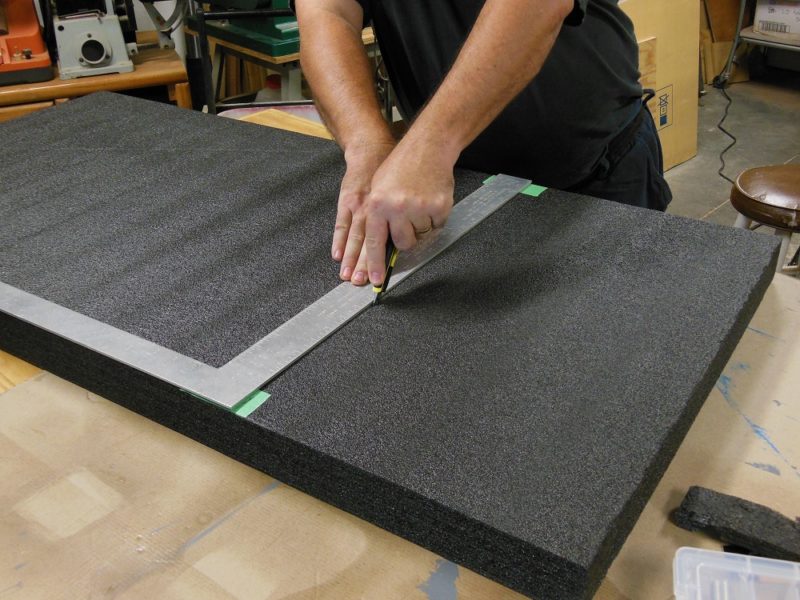 Straight cuts in kaizen foam.
