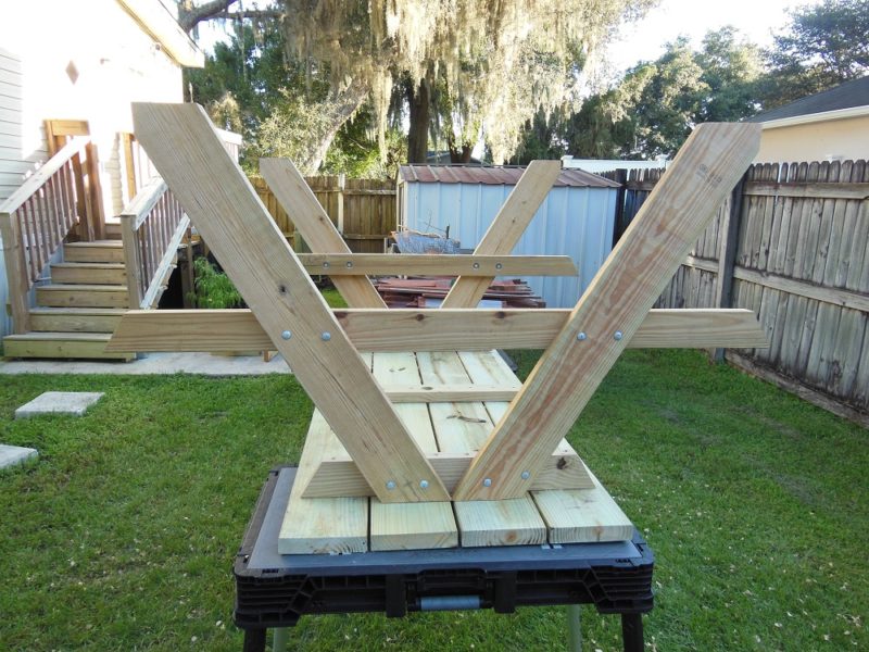 Bench supports in place.