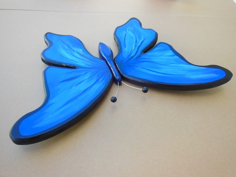 Completed wooden butterfly wall art.