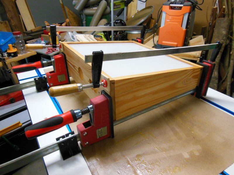 Assembling the light table.