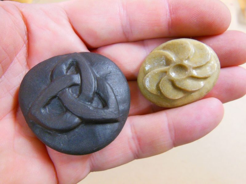 Rocks carved with Dremel rotary tools.