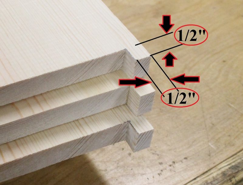 Shelf notch measurements.