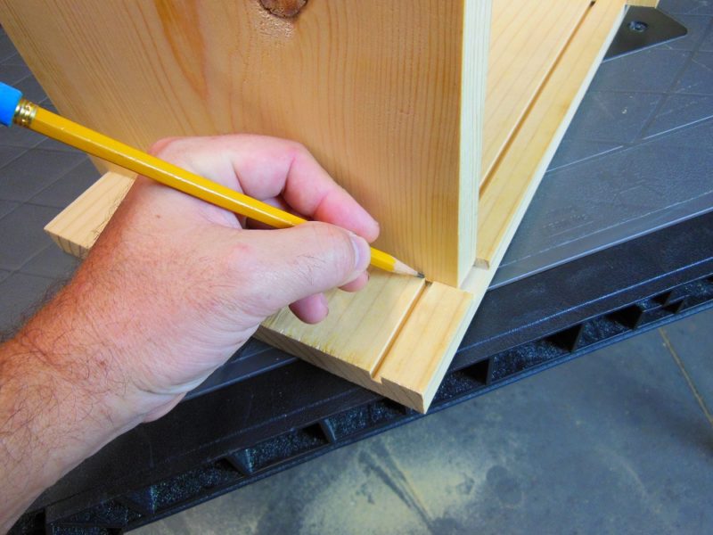 Marking where to cut.