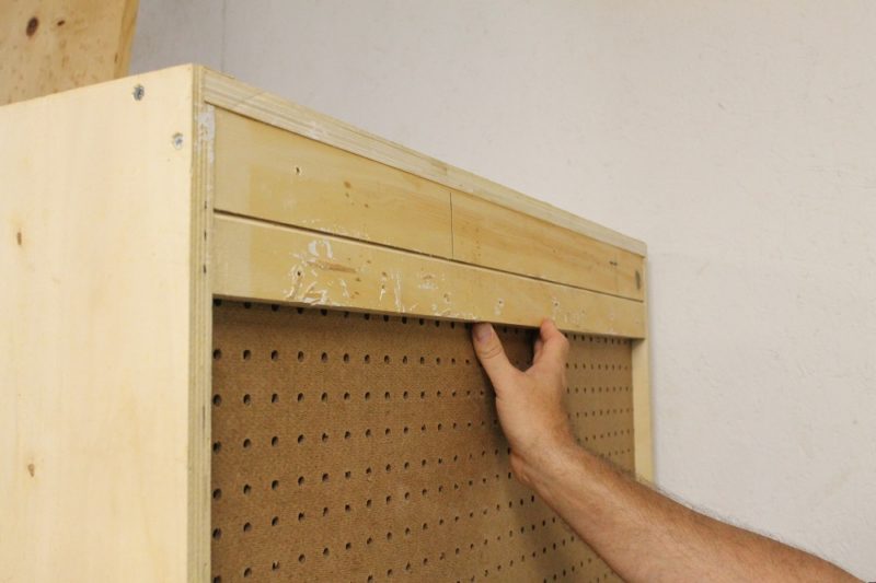 French cleats on a tool cabinet.